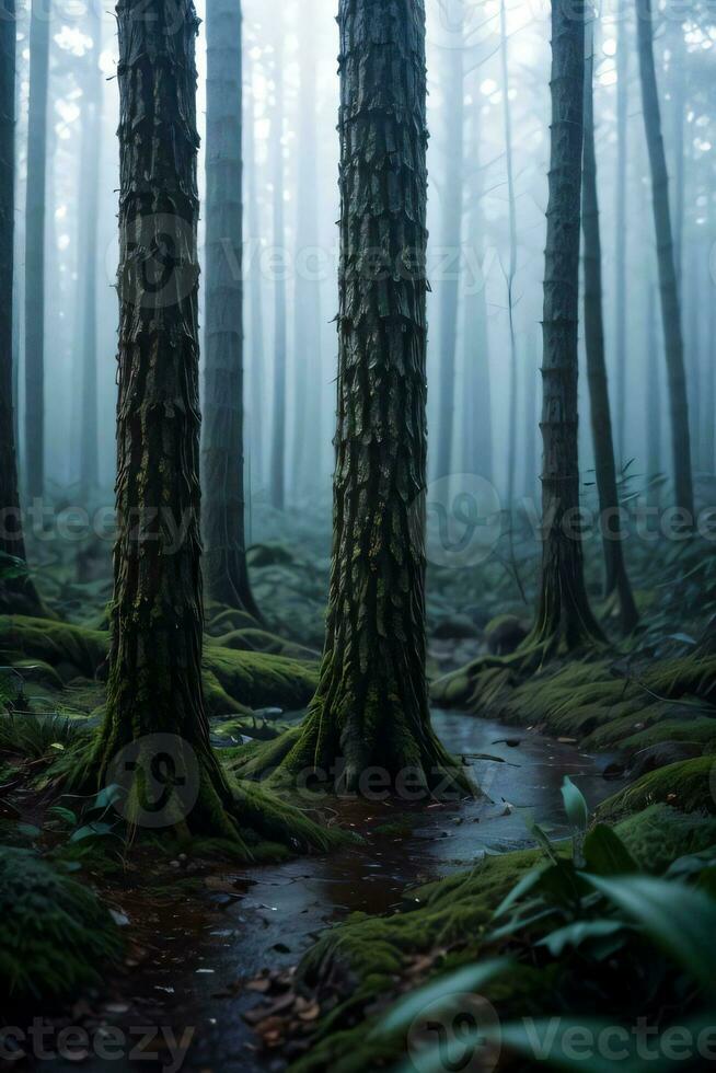 Foto von das dunkel Rücken Wald Hintergrund Hintergrund