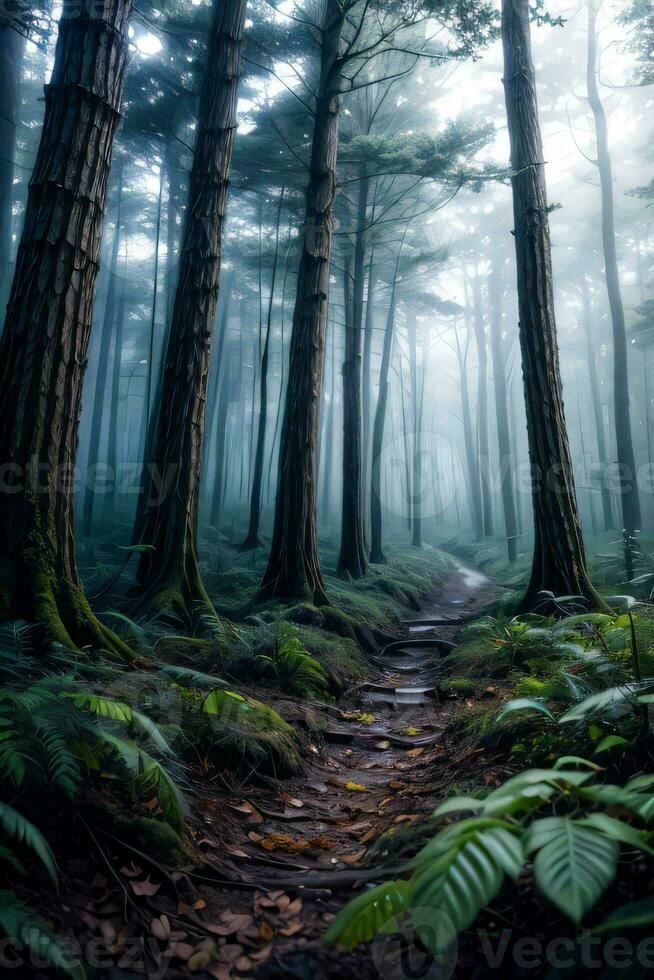 Foto von das dunkel Rücken Wald Hintergrund Hintergrund