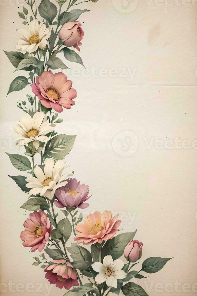 Jahrgang Papier mit Blumen Textur Hintergrund foto