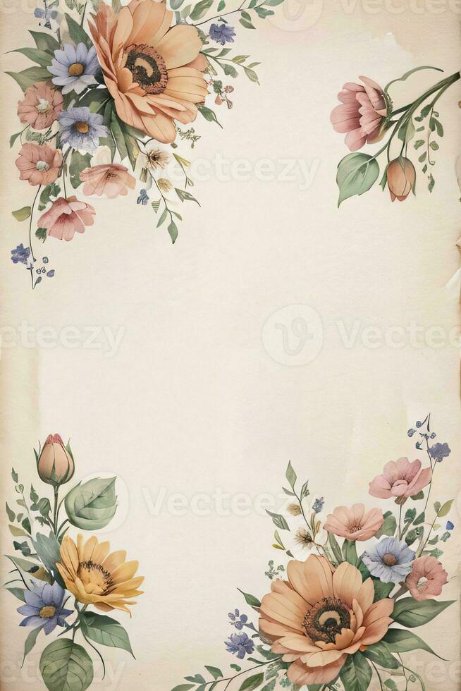Jahrgang Papier mit Blumen Textur Hintergrund foto