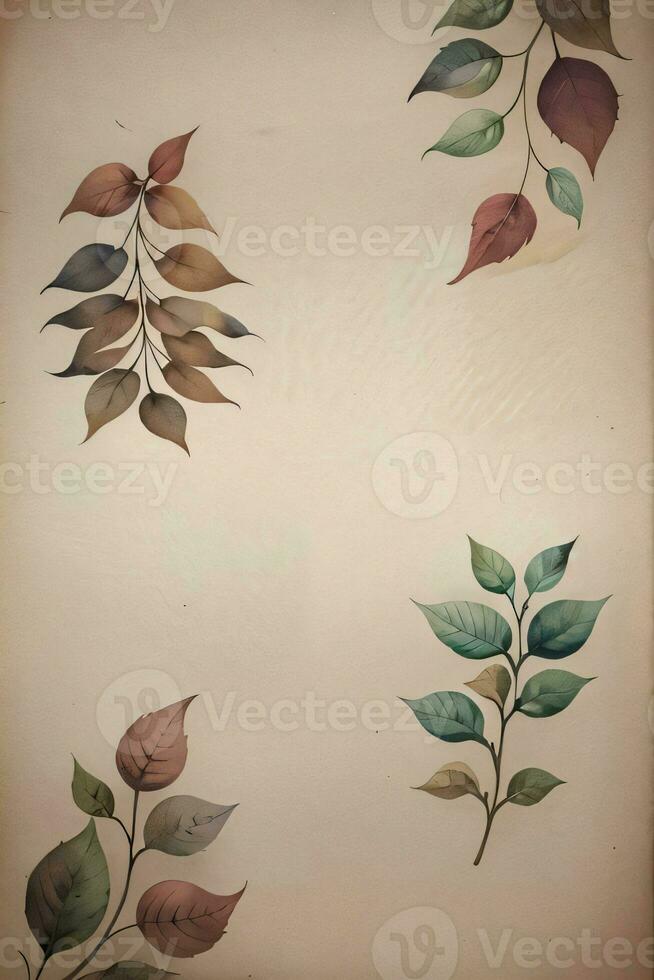 Jahrgang Papier mit Blätter Textur Hintergrund foto
