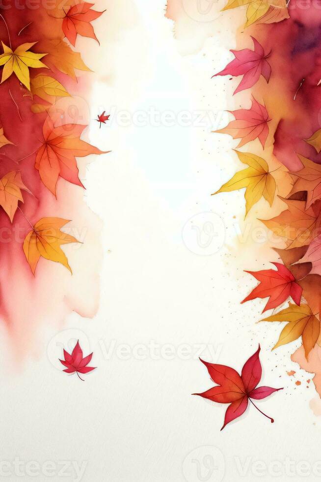 Aquarell Hintergrund zum Text mit Herbst fallen Blätter foto