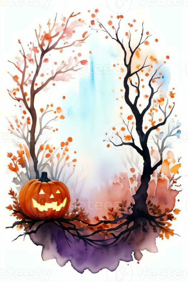 Aquarell Halloween Kürbis Hintergrund foto