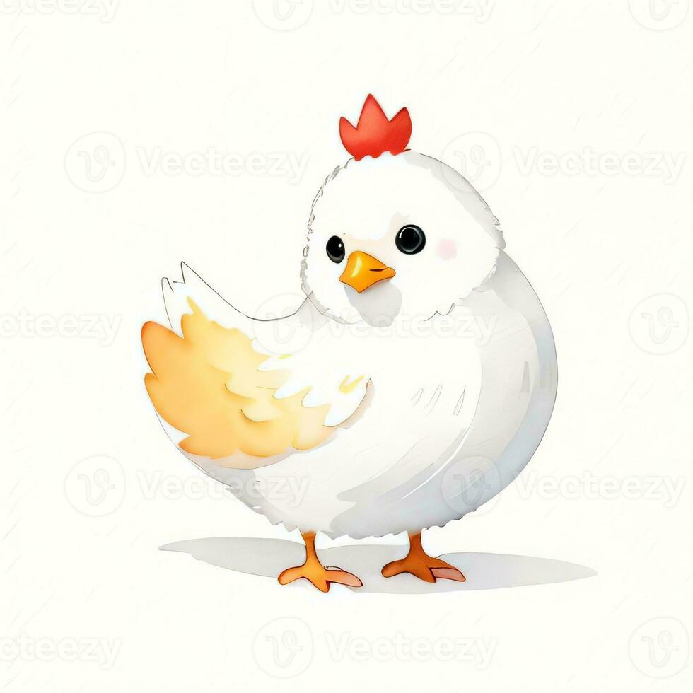 Aquarell Kinder Illustration mit süß chiken Clip Art foto