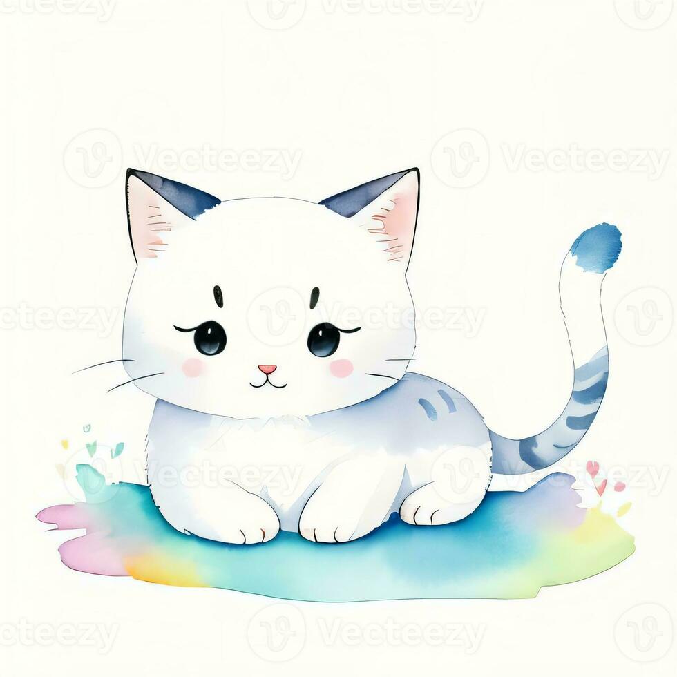 Aquarell Kinder Illustration mit süß Kitty Katze Clip Art foto