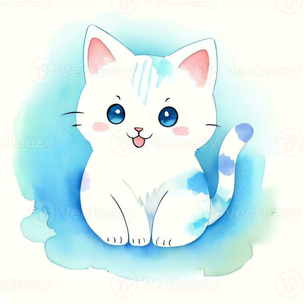 Aquarell Kinder Illustration mit süß Kitty Katze Clip Art foto