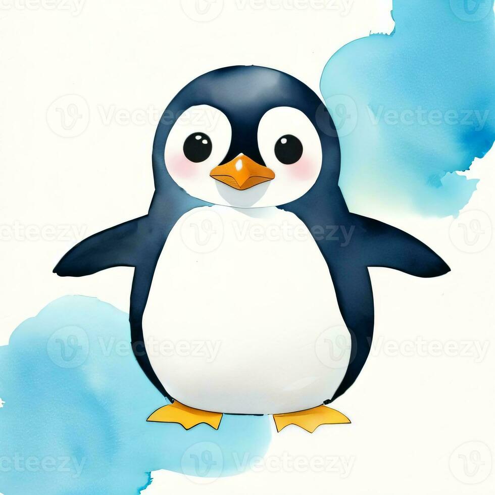 Aquarell Kinder Illustration mit süß Pinguin Clip Art 30011636