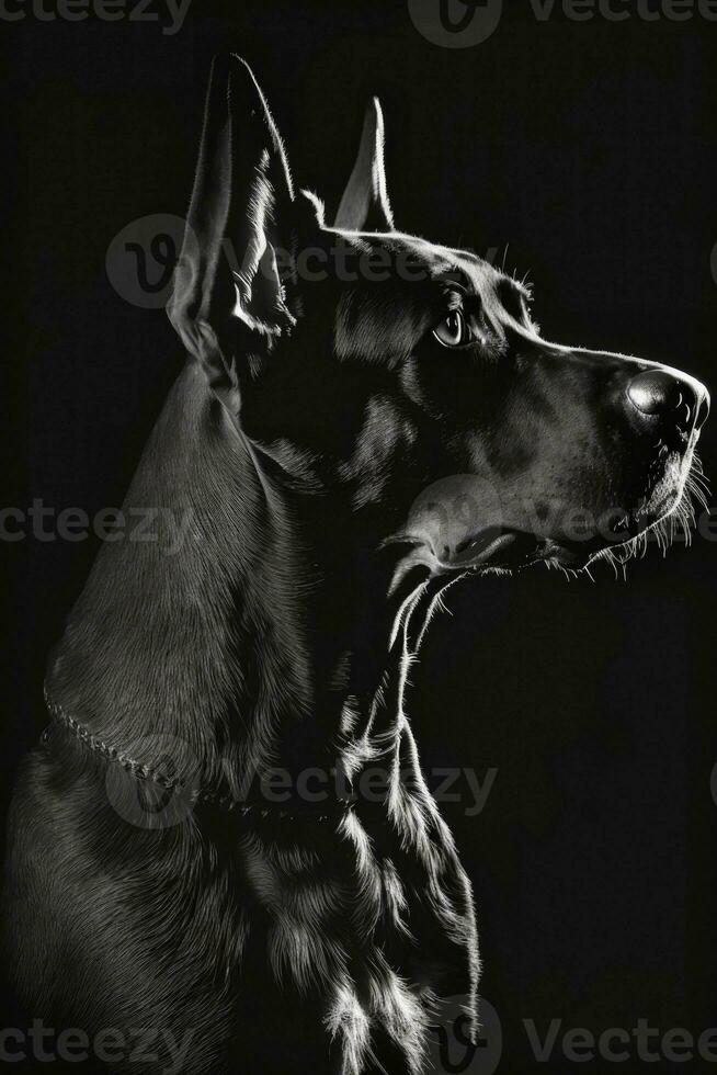 Hund Hündchen hetzen Studio Silhouette Foto schwarz Weiß Jahrgang von hinten beleuchtet Bewegung Kontur tätowieren