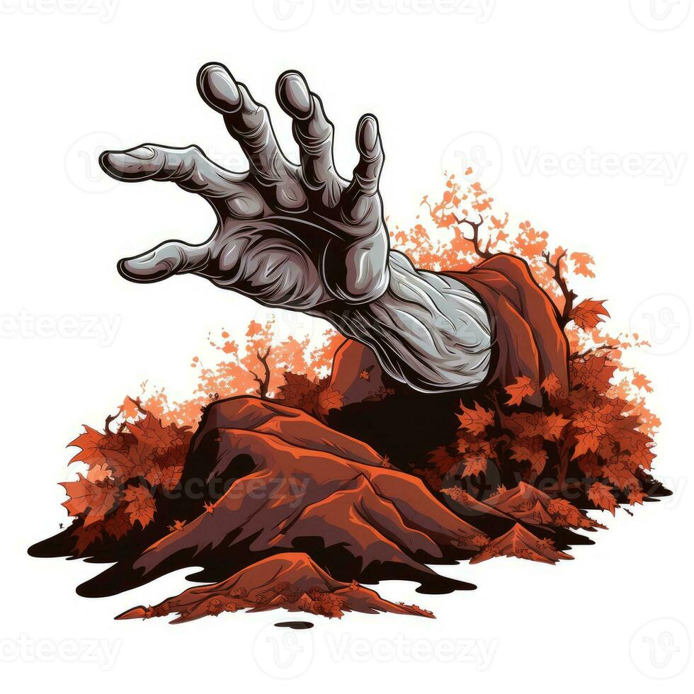 Zombie Hand steigend Halloween Illustration unheimlich Grusel Design tätowieren Vektor Aufkleber Fantasie foto