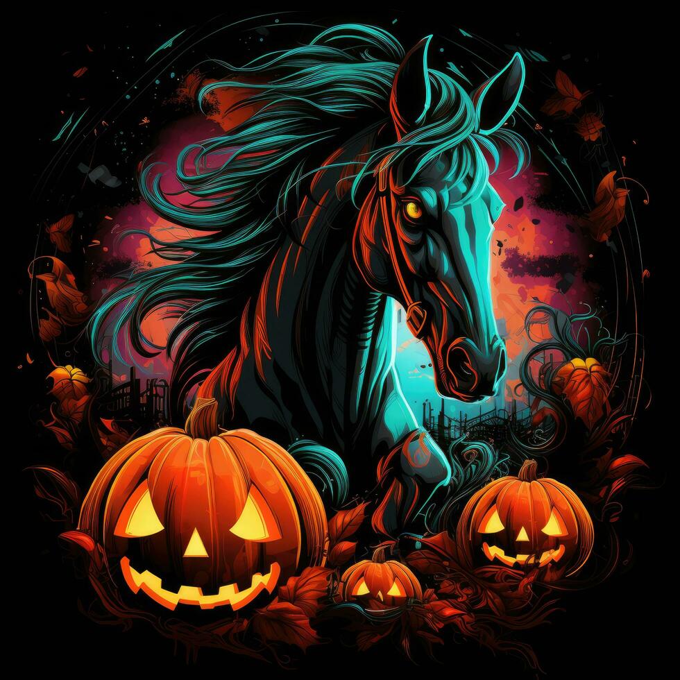 Pferd Fahrer Sensenmann Tod Halloween Illustration unheimlich Grusel Design tätowieren Vektor Fantasie foto