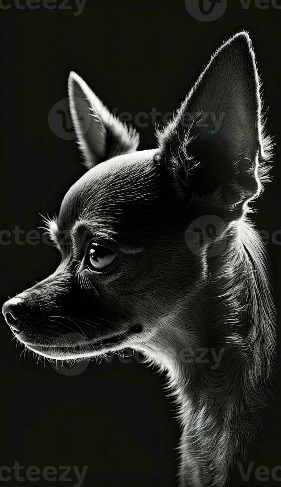 Chihuahua klein Hund Silhouette Kontur schwarz Weiß von hinten beleuchtet Bewegung tätowieren Fachmann Fotografie foto