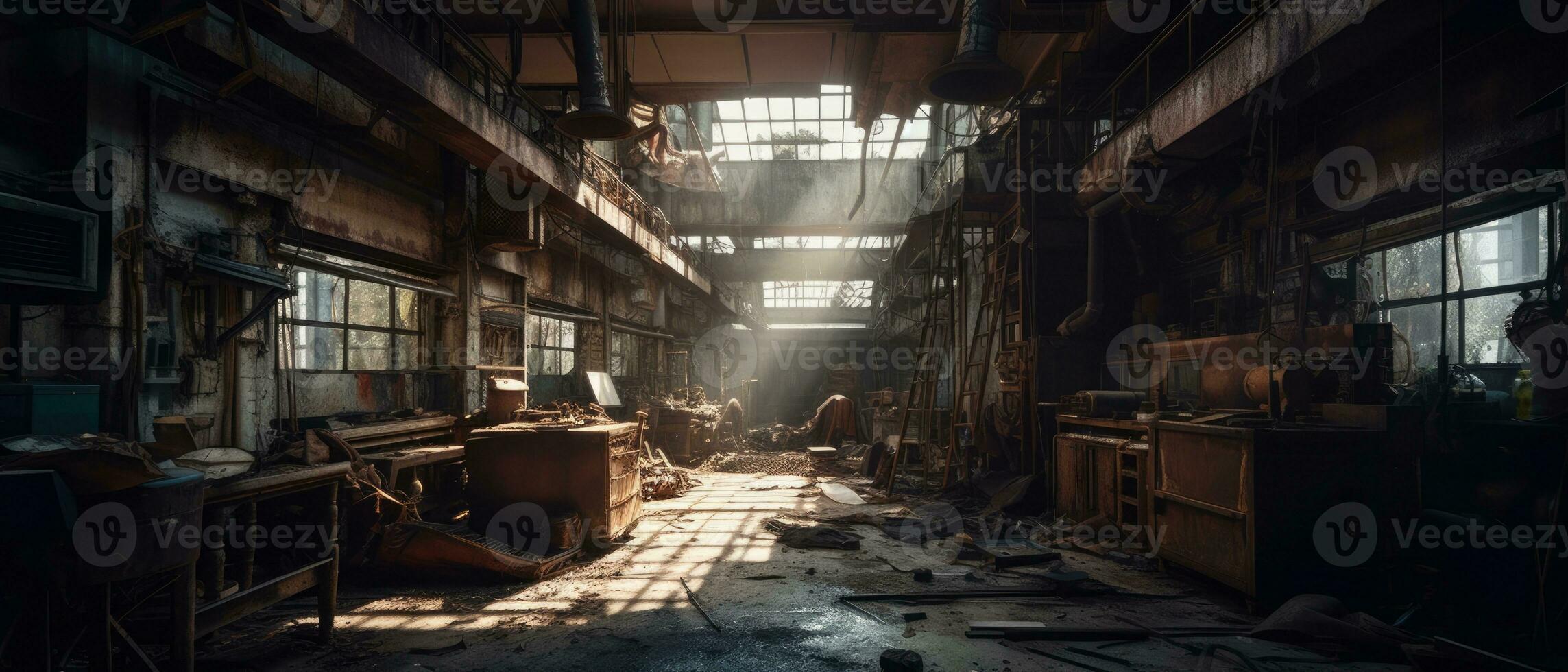 Depot Fabrik Post Apokalypse Landschaft Spiel Hintergrund Foto Kunst Illustration Rost