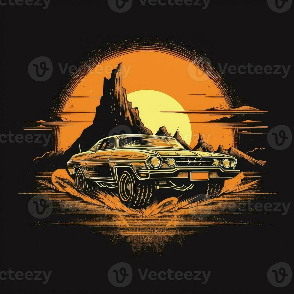 wütend max Auto Monster LKW T-Shirt Design Attrappe, Lehrmodell, Simulation druckbar Startseite tätowieren isoliert Vektor Illustration foto