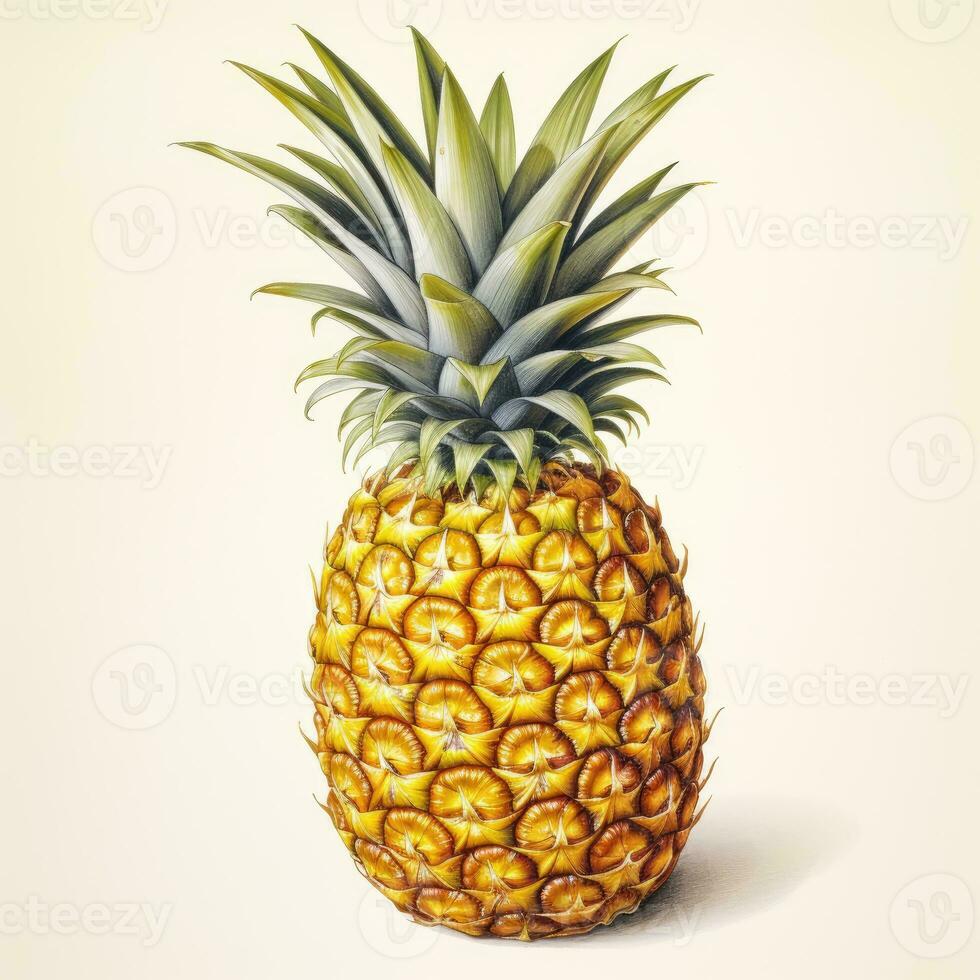 Ananas detailliert Aquarell Gemälde Obst Gemüse Clip Art botanisch realistisch Illustration foto