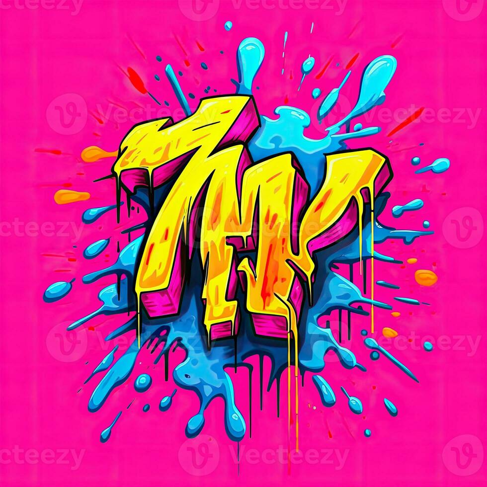 ausdrucksvoll Graffiti Neon- künstlerisch spielerisch Illustration Design drucken geometrisch Acid Formen Stil foto