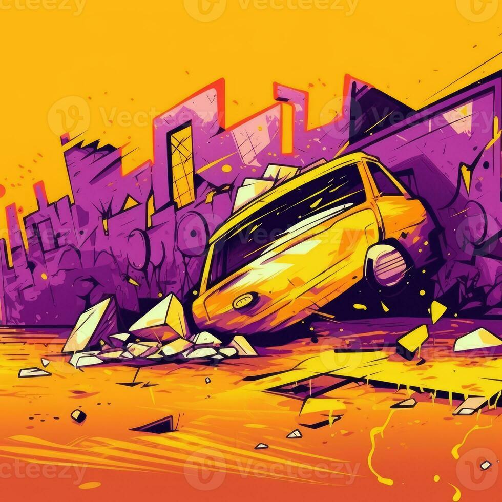 ausdrucksvoll Graffiti Neon- künstlerisch spielerisch Illustration Design drucken geometrisch Acid Formen Stil foto