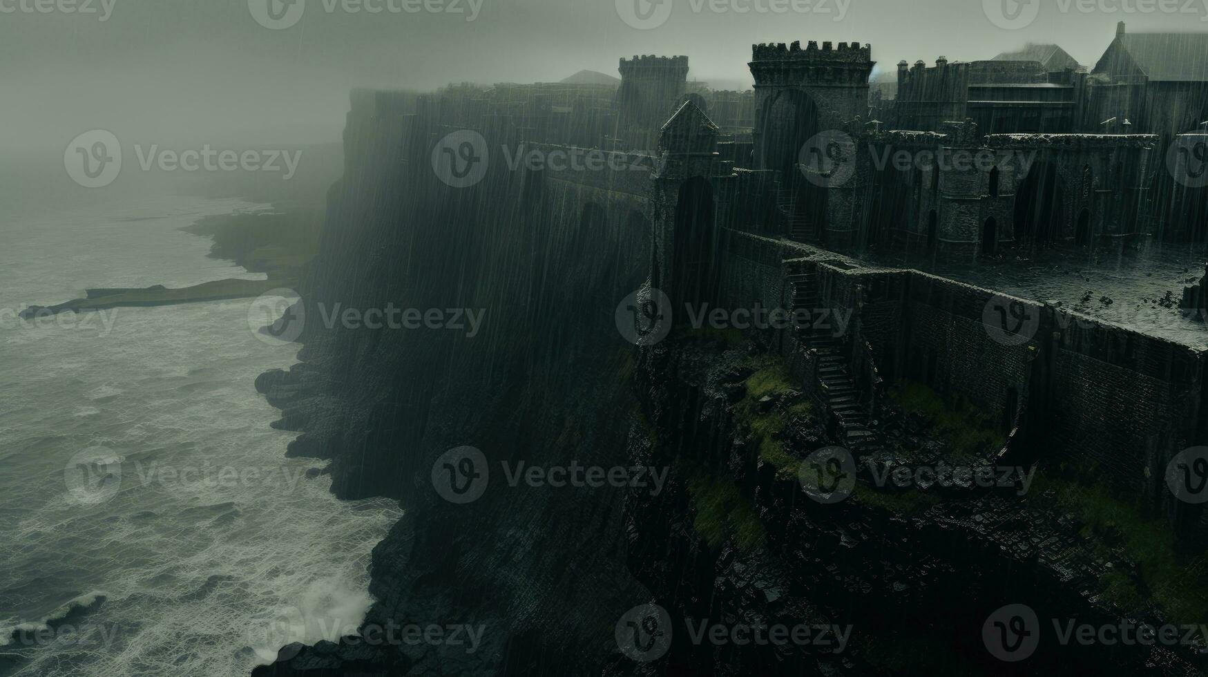 Küsten Felsen Irland Nebel Antenne friedlich Landschaft Freiheit Szene schön Natur Hintergrund Foto