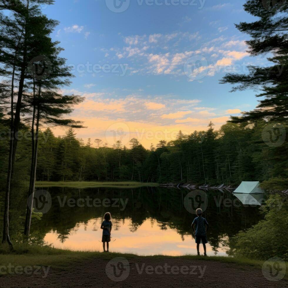 Lager Sonnenuntergang Zelt Ruhe Anmut Landschaft Zen Harmonie sich ausruhen Ruhe Einheit Harmonie Fotografie foto