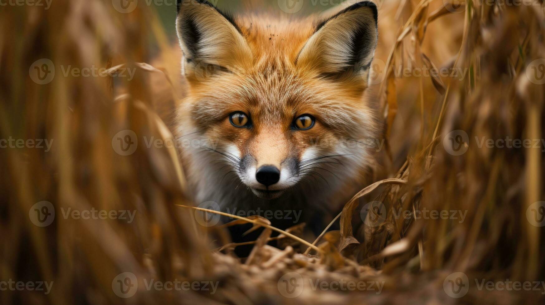 Niederländisch Fuchs versteckt Raubtier Fotografie Gras National geografisch Stil 35mm Hintergrund Dokumentarfilm foto