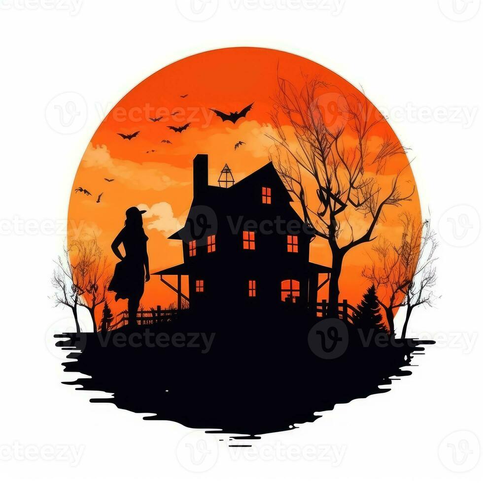 Vampir Schloss Haus Halloween Clip Art Illustration Vektor T-Shirt Design Schnitt Sammelalbum tätowieren foto