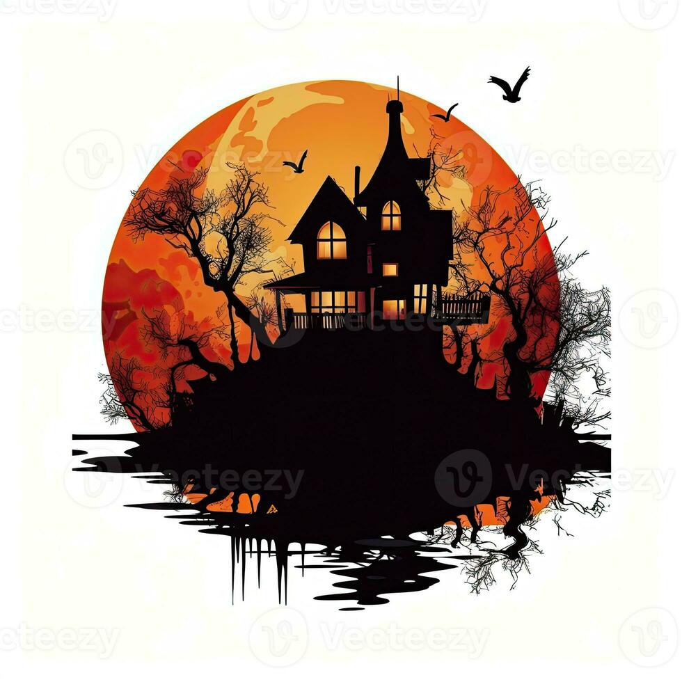 Vampir Schloss Haus Halloween Clip Art Illustration Vektor T-Shirt Design Schnitt Sammelalbum tätowieren foto