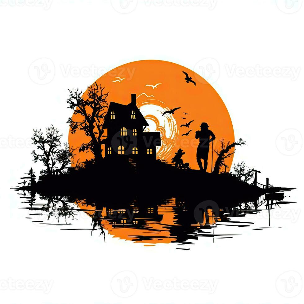 Vampir Schloss Haus Halloween Clip Art Illustration Vektor T-Shirt Design Schnitt Sammelalbum tätowieren foto