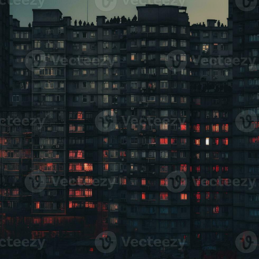 düster Sowjet Gebäude Russland depressiv Komfort Hintergrund Smartphone Foto Fassade Nacht Beleuchtung