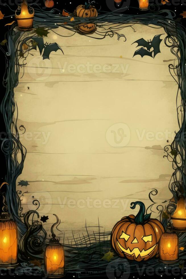 retro Jahrgang getragen Blatt Sammelalbum Seite Halloween schmutzig leer alt Pergament Papier druckbar foto