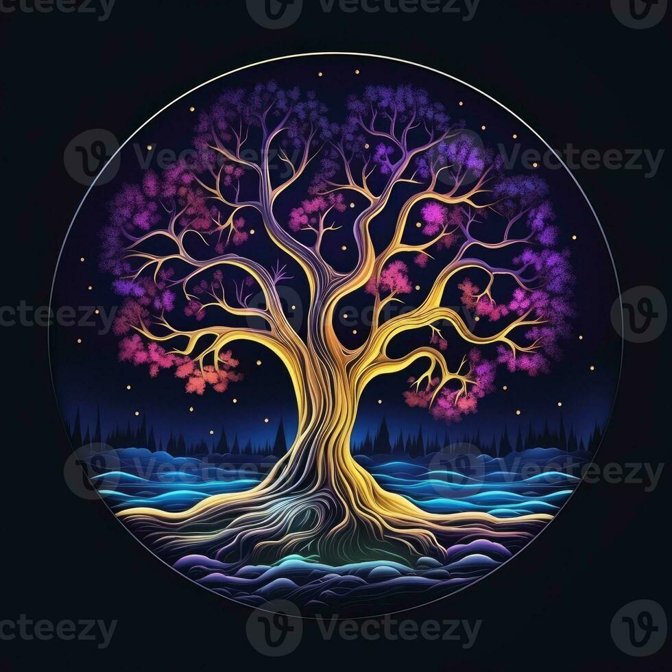 Hirsch Baum Neon- Logo Symbol tätowieren Emblem Clip Art Illustration Element Vektor klar Schnitt besonders png foto