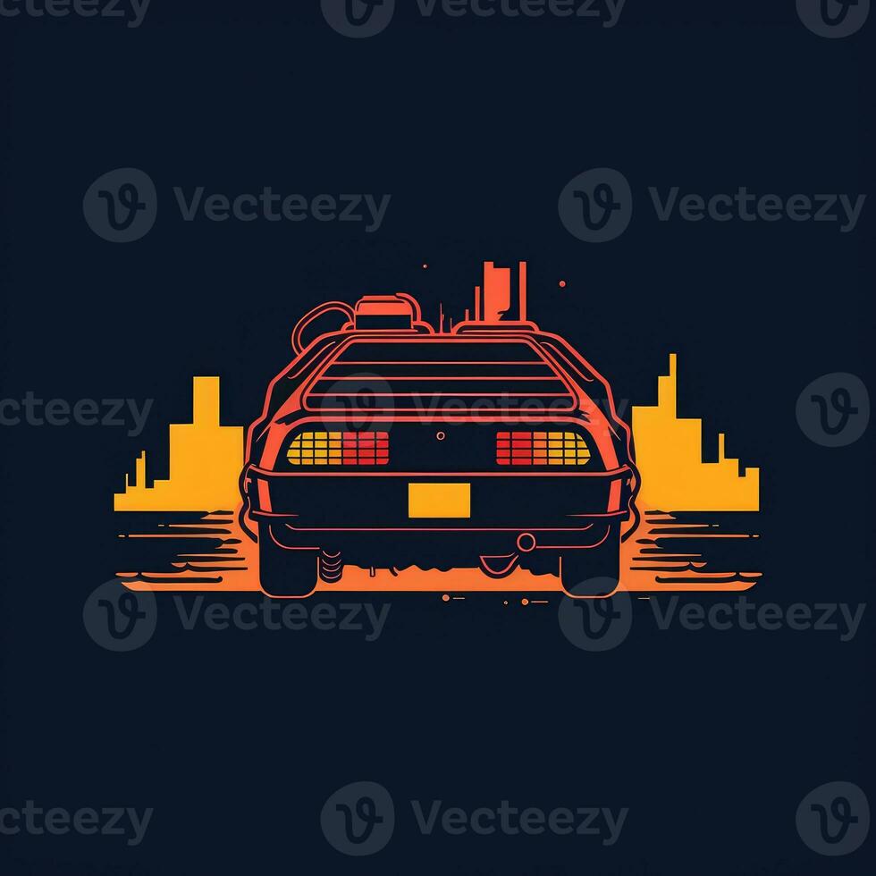 delorean Auto zurück zu das Zukunft minimalistisch Kunst Illustration Hintergrund Poster Film foto