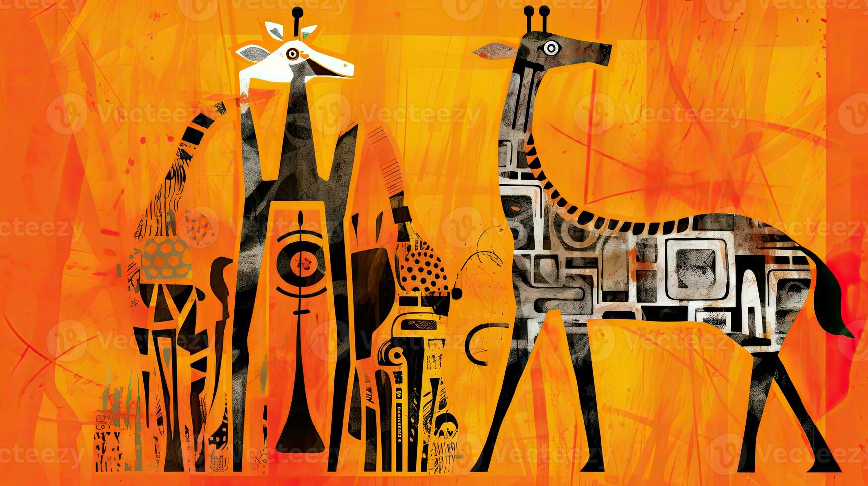 Giraffe ausdrucksvoll Kinder Tier Illustration Gemälde Sammelalbum Hand gezeichnet Kunstwerk süß Karikatur foto