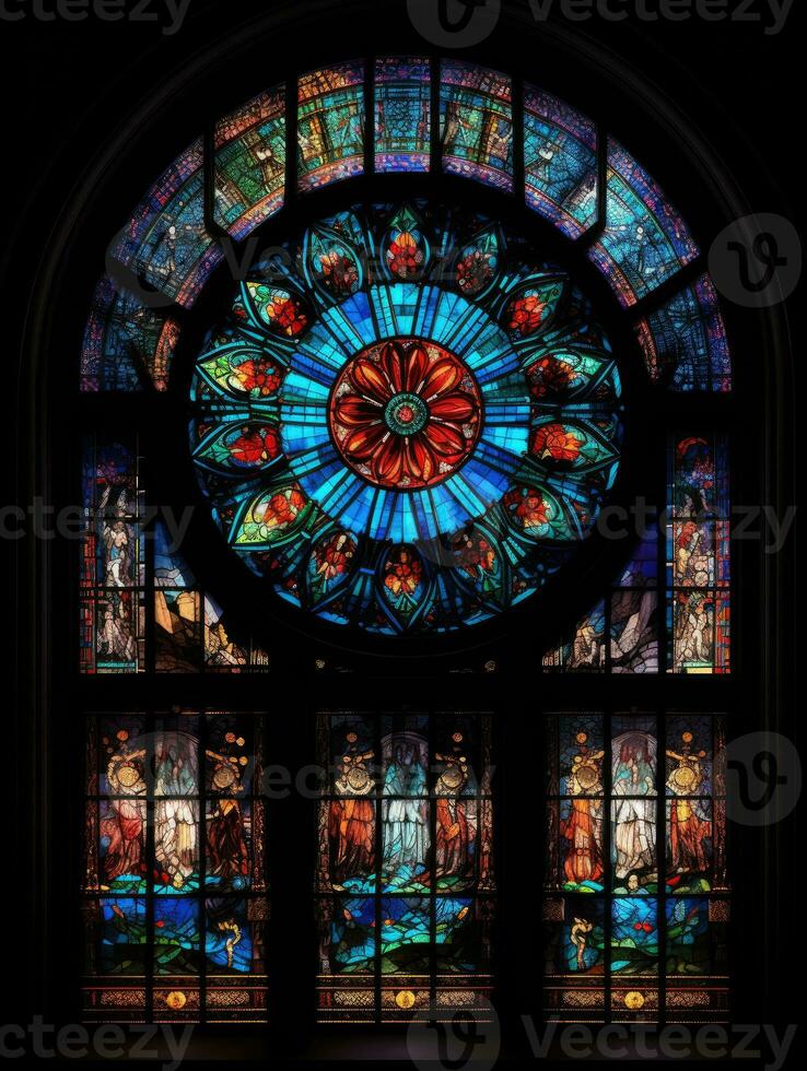 befleckt Glas Fenster Mosaik religiös Collage Kunstwerk retro Jahrgang texturiert Religion foto