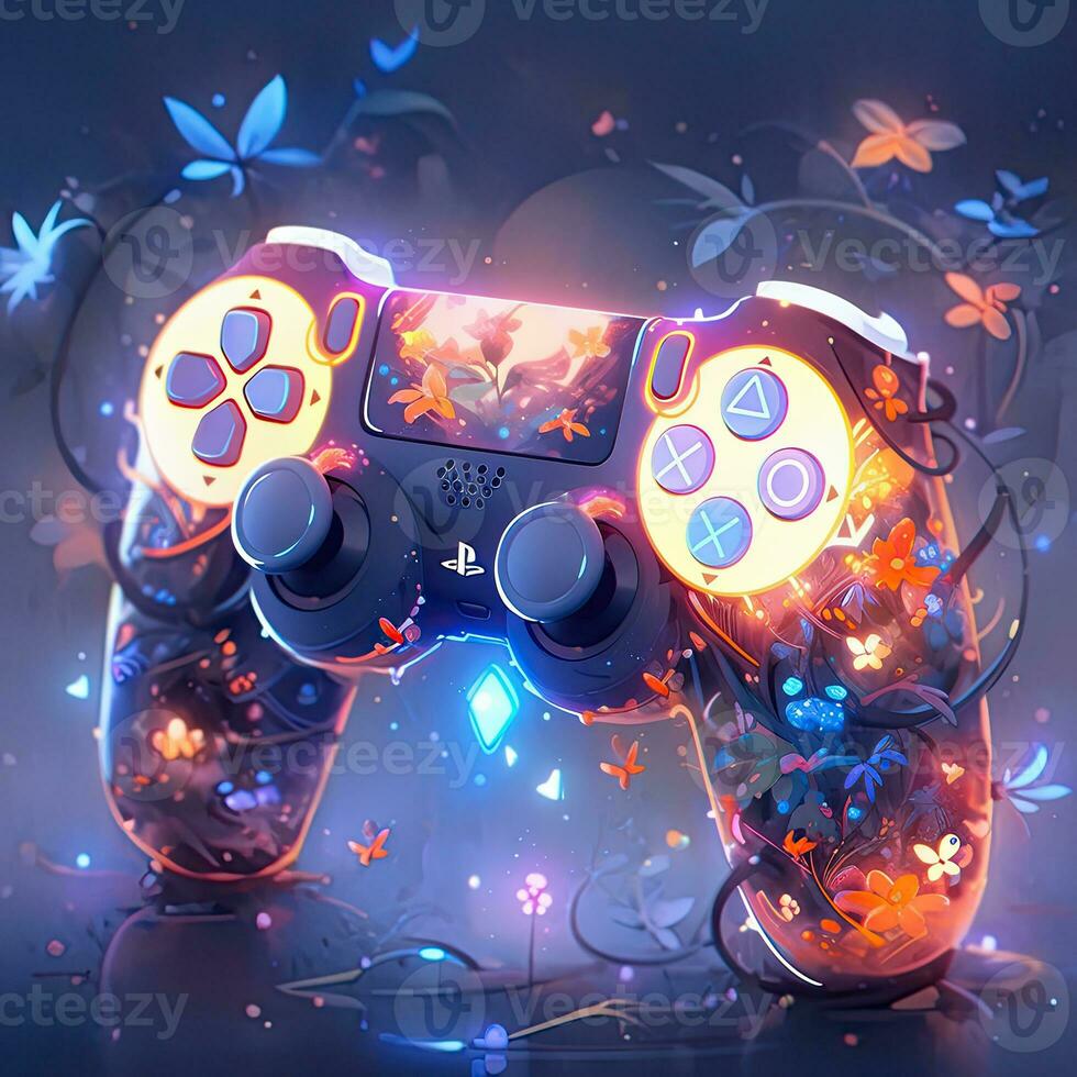 Konsole Dualshock Gamepad Anime futuristisch Illustration mystisch Fantasie Kunst glühend Digital foto