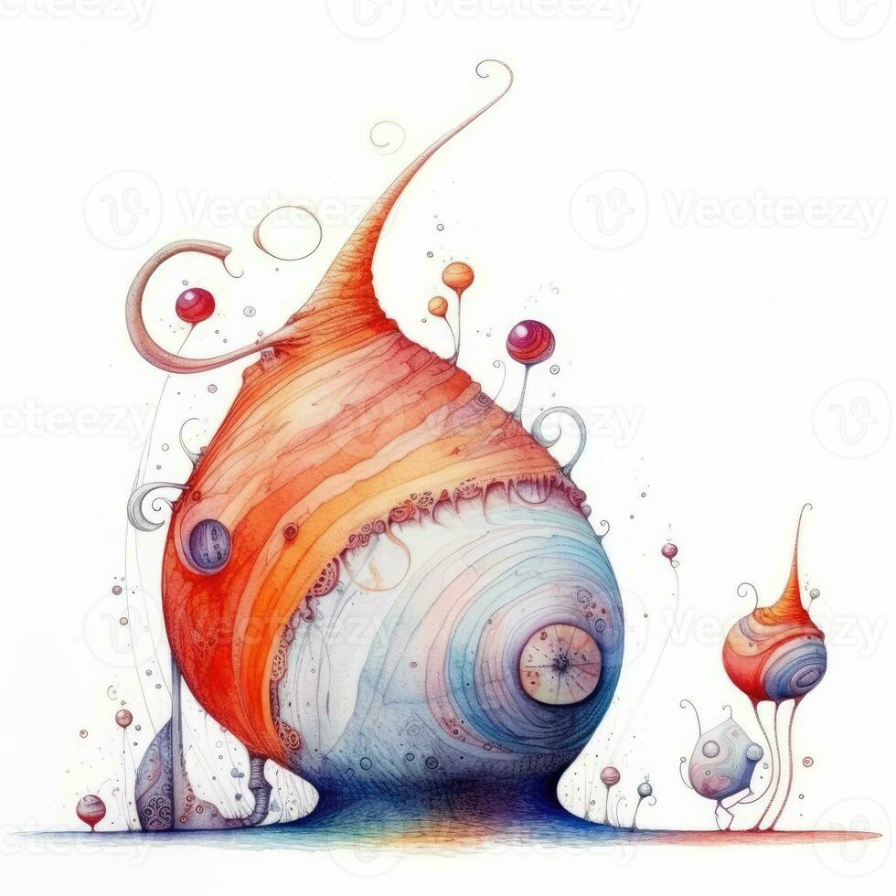 Schnecke Haus Schale skizzieren Karikatur Schlaganfall Gekritzel Illustration Vektor Hand gezeichnet Maskottchen Clip Art foto