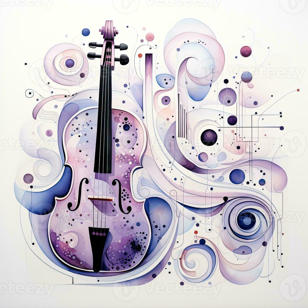 Cello Violine abstrakt Karikatur surreal spielerisch Gemälde Illustration tätowieren Geometrie modern foto