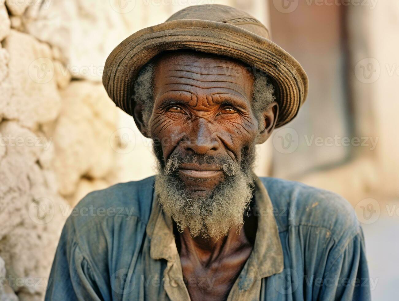 afrikanisch amerikanisch Mann von das früh 1900s farbig alt Foto ai generativ