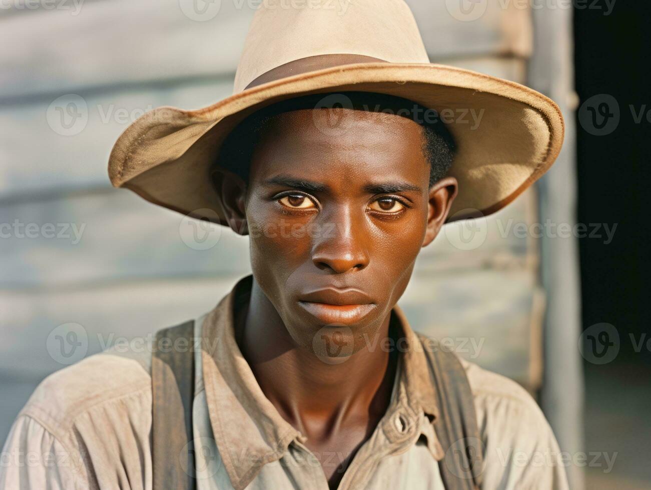 afrikanisch amerikanisch Mann von das früh 1900s farbig alt Foto ai generativ