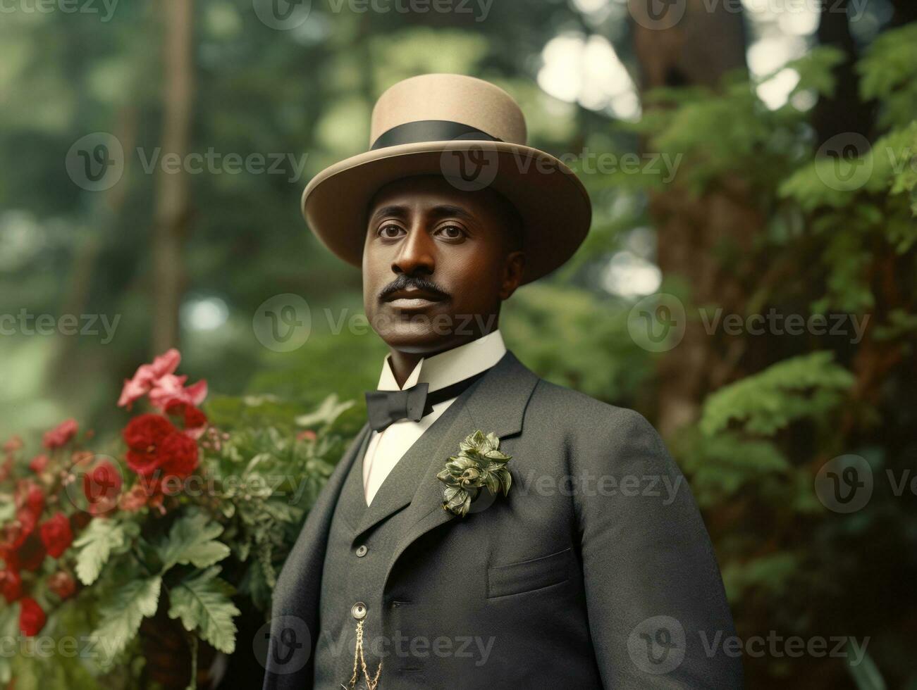 afrikanisch amerikanisch Mann von das früh 1900s farbig alt Foto ai generativ