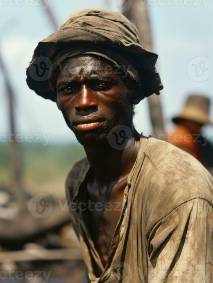 afrikanisch amerikanisch Mann von das früh 1900s farbig alt Foto ai generativ