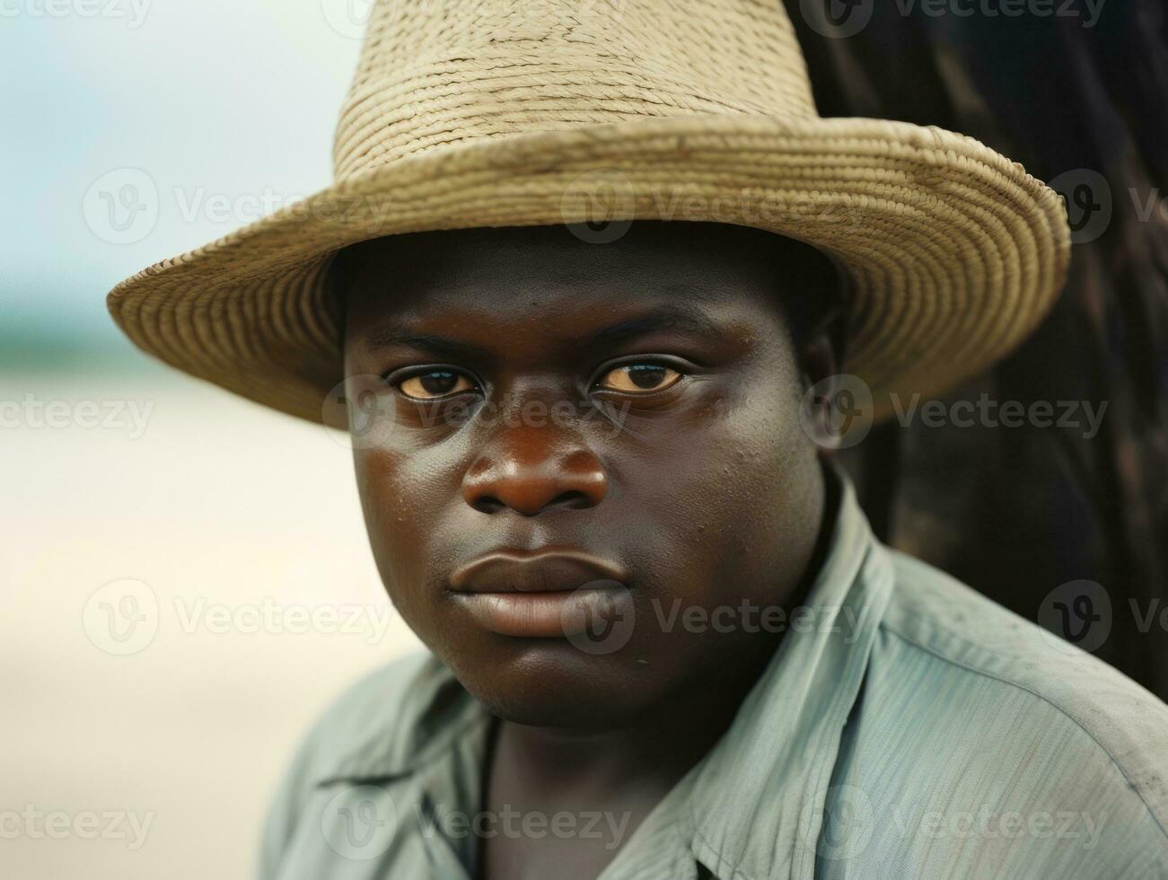 afrikanisch amerikanisch Mann von das früh 1900s farbig alt Foto ai generativ