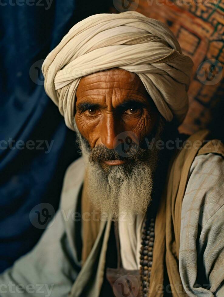 arabisch Mann von das früh 1900s farbig alt Foto ai generativ