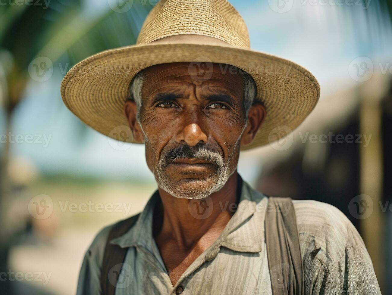 Brasilianer Mann von das früh 1900s farbig alt Foto ai generativ