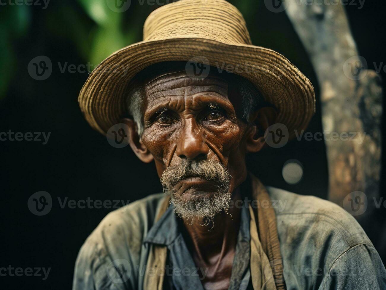 Brasilianer Mann von das früh 1900s farbig alt Foto ai generativ