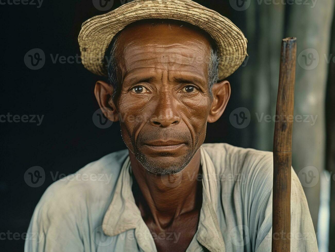 Brasilianer Mann von das früh 1900s farbig alt Foto ai generativ