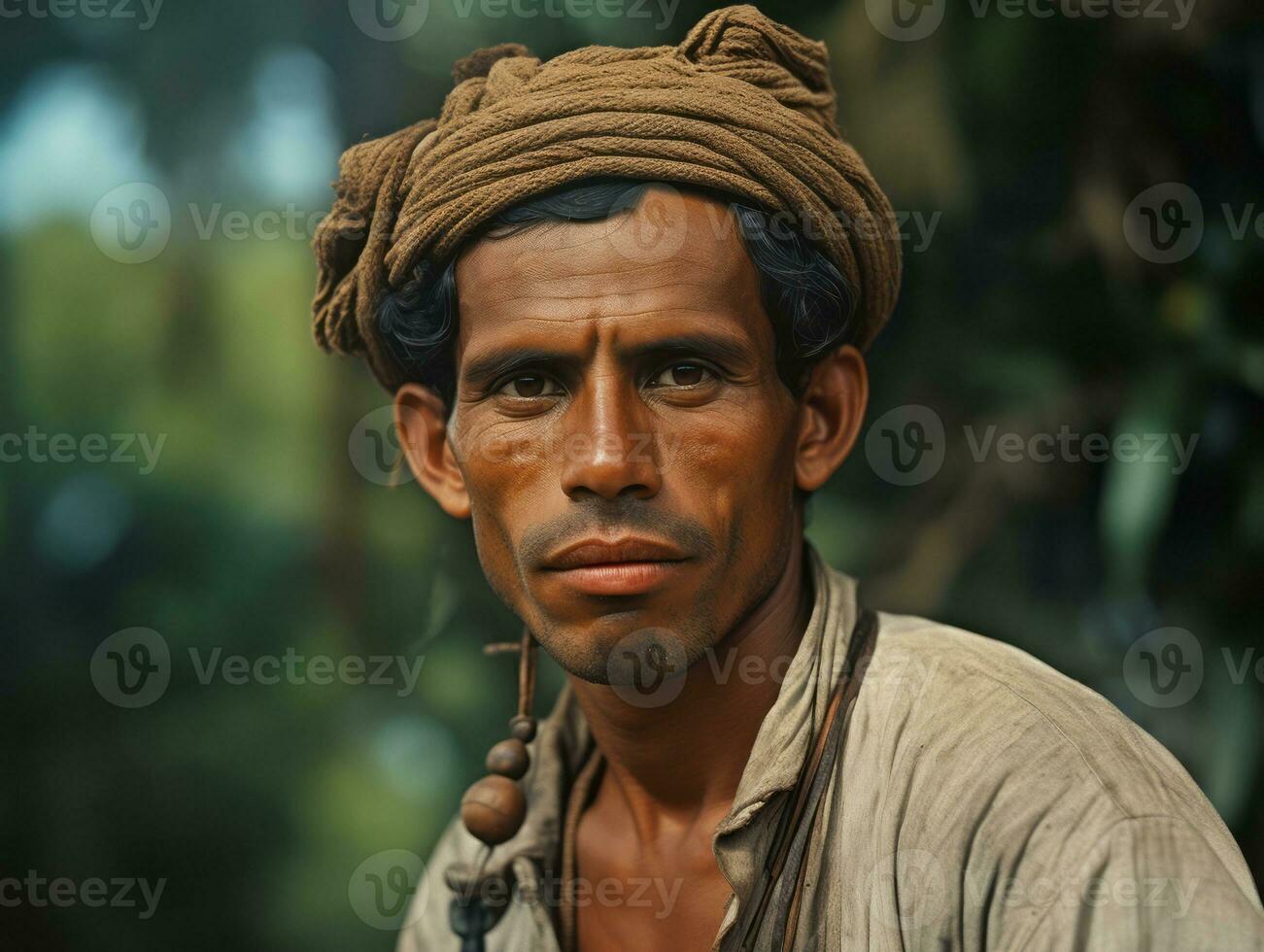 Brasilianer Mann von das früh 1900s farbig alt Foto ai generativ