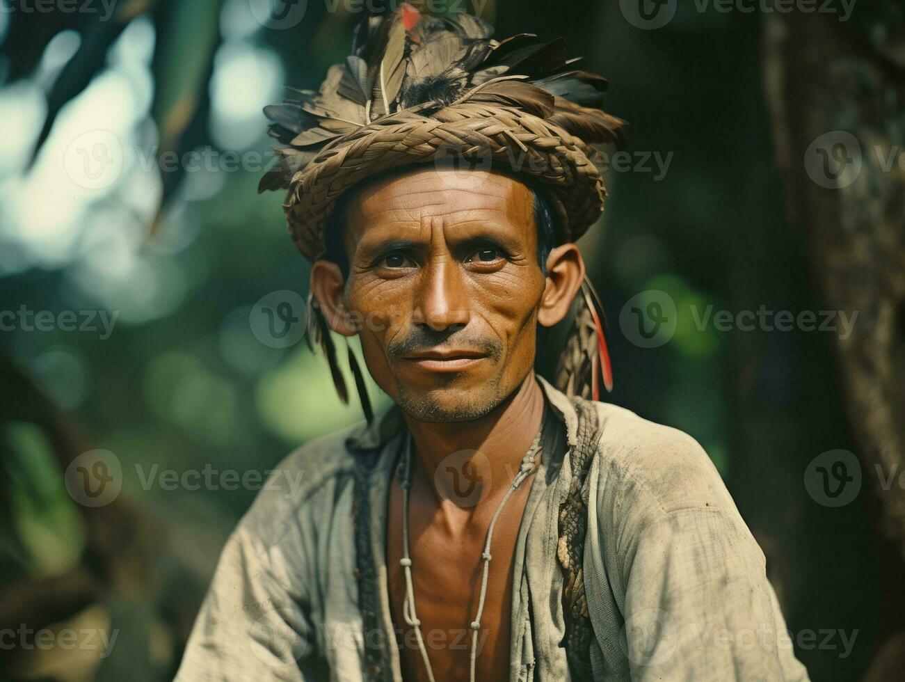 Brasilianer Mann von das früh 1900s farbig alt Foto ai generativ