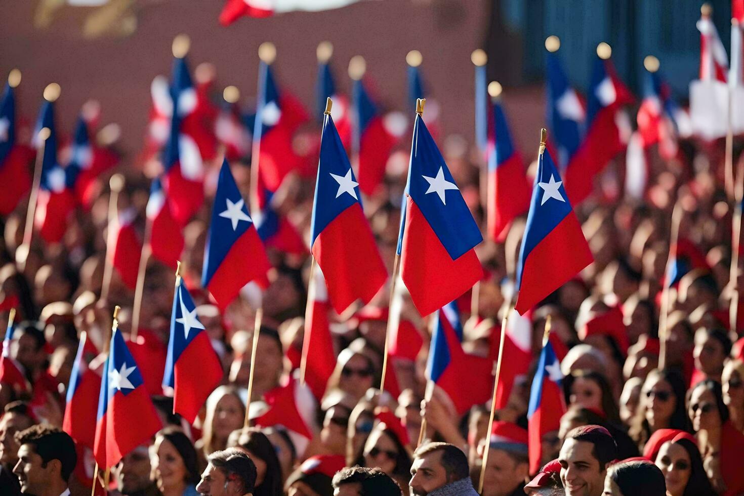 ein Menge von Menschen halten chilenisch Flaggen. KI-generiert foto