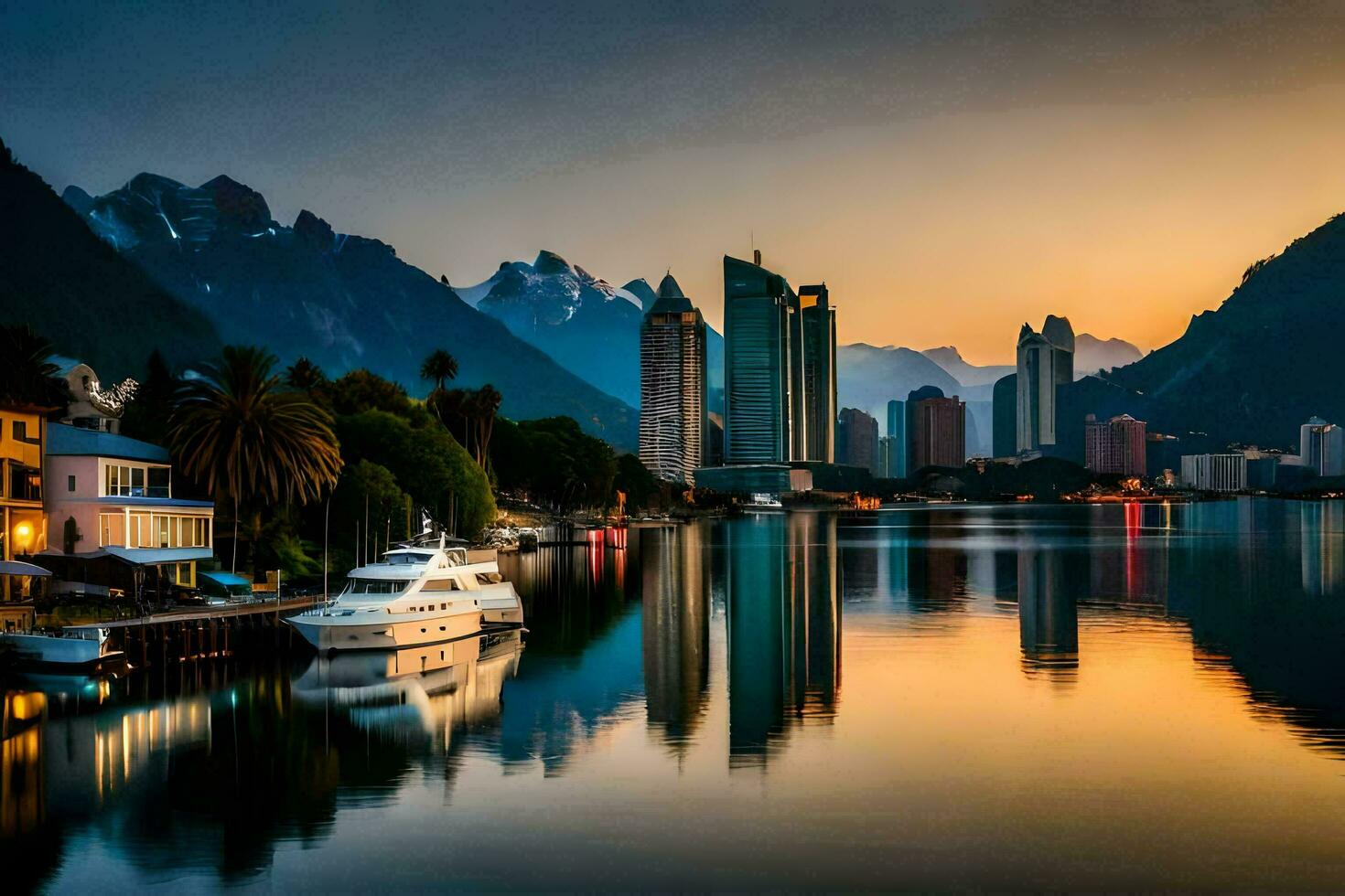 das Stadt von Santiago, Chile, beim Sonnenuntergang. KI-generiert foto