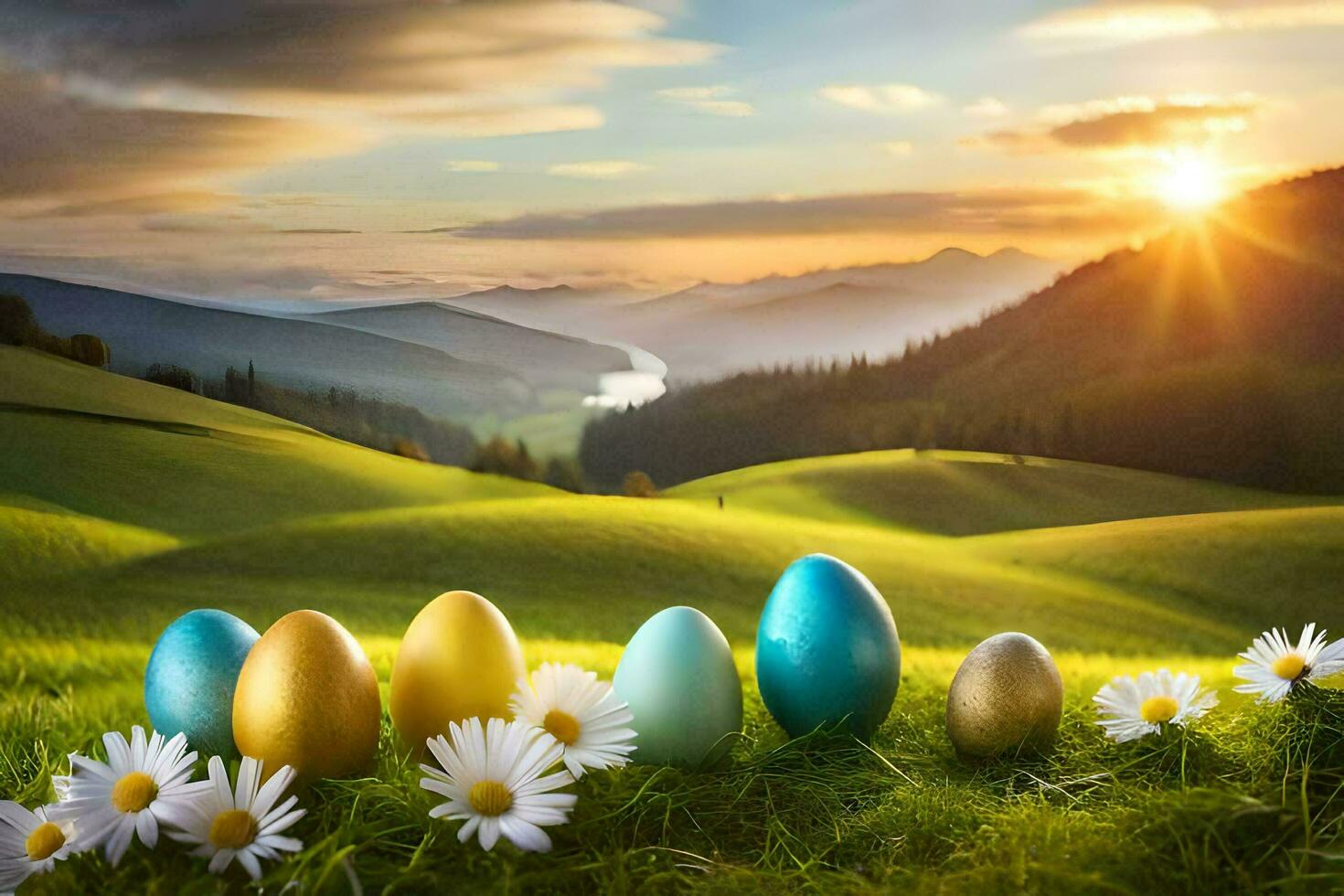 Ostern Eier im das Wiese. KI-generiert foto