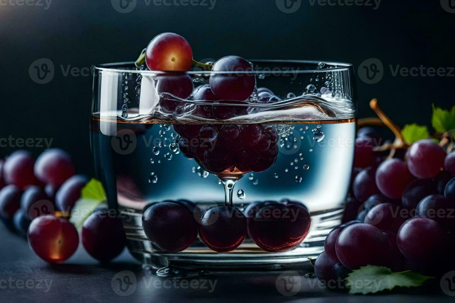 Trauben im ein Glas von Wasser. KI-generiert foto